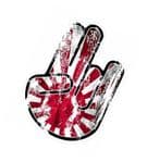 Distressed Aged THE SHOCKER HAND With Rising Sun Flag Motif Car sticker decal JDM Drift Style 115x80mm