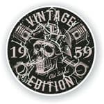 Distressed Aged Vintage Edition Year Dated 1959 Biker Skull Roundel Vinyl Car Sticker Decal 87x87mm