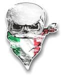 Distressed GOTHIC BIKER Pirate SKULL & Face Bandana Italy Italian Flag Vinyl Car Sticker 110x75mm