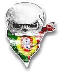 Distressed GOTHIC BIKER Pirate SKULL & Face Bandana Portuguese Flag Vinyl Car Sticker 110x75mm