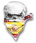Distressed GOTHIC BIKER Pirate SKULL & Face Bandana Spain Spanish Flag Vinyl Car Sticker 110x75mm