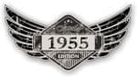 Distressed Winged Vintage Edition 1955 Classic Retro Cafe Racer Design Vinyl Car Sticker 125x65mm