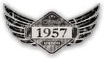 Distressed Winged Vintage Edition 1957 Classic Retro Cafe Racer Design Vinyl Car Sticker 125x65mm