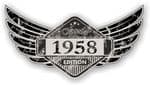 Distressed Winged Vintage Edition 1958 Classic Retro Cafe Racer Design Vinyl Car Sticker 125x65mm