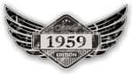 Distressed Winged Vintage Edition 1959 Classic Retro Cafe Racer Design Vinyl Car Sticker 125x65mm