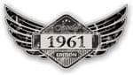 Distressed Winged Vintage Edition 1961 Classic Retro Cafe Racer Design Vinyl Car Sticker 125x65mm