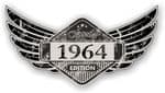 Distressed Winged Vintage Edition 1964 Classic Retro Cafe Racer Design Vinyl Car Sticker 125x65mm