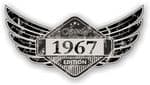 Distressed Winged Vintage Edition 1967 Classic Retro Cafe Racer Design Vinyl Car Sticker 125x65mm