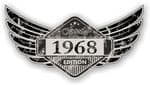 Distressed Winged Vintage Edition 1968 Classic Retro Cafe Racer Design Vinyl Car Sticker 125x65mm