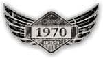 Distressed Winged Vintage Edition 1970 Classic Retro Cafe Racer Design Vinyl Car Sticker 125x65mm