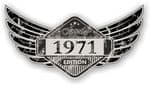 Distressed Winged Vintage Edition 1971 Classic Retro Cafe Racer Design Vinyl Car Sticker 125x65mm