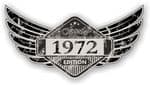 Distressed Winged Vintage Edition 1972 Classic Retro Cafe Racer Design Vinyl Car Sticker 125x65mm