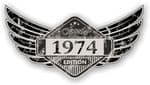 Distressed Winged Vintage Edition 1974 Classic Retro Cafe Racer Design Vinyl Car Sticker 125x65mm