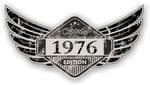 Distressed Winged Vintage Edition 1976 Classic Retro Cafe Racer Design Vinyl Car Sticker 125x65mm