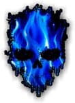 Dripping Skull With Electric Blue Flames external Vinyl Car Sticker 85x120mm