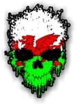 Dripping Skull With Welsh CYMRU Flag external Vinyl Car Sticker 85x120mm