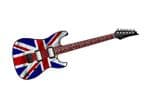 Electric Guitar Design With UK Union Jack British Flag Motif External Vinyl Car Sticker 150x50mm