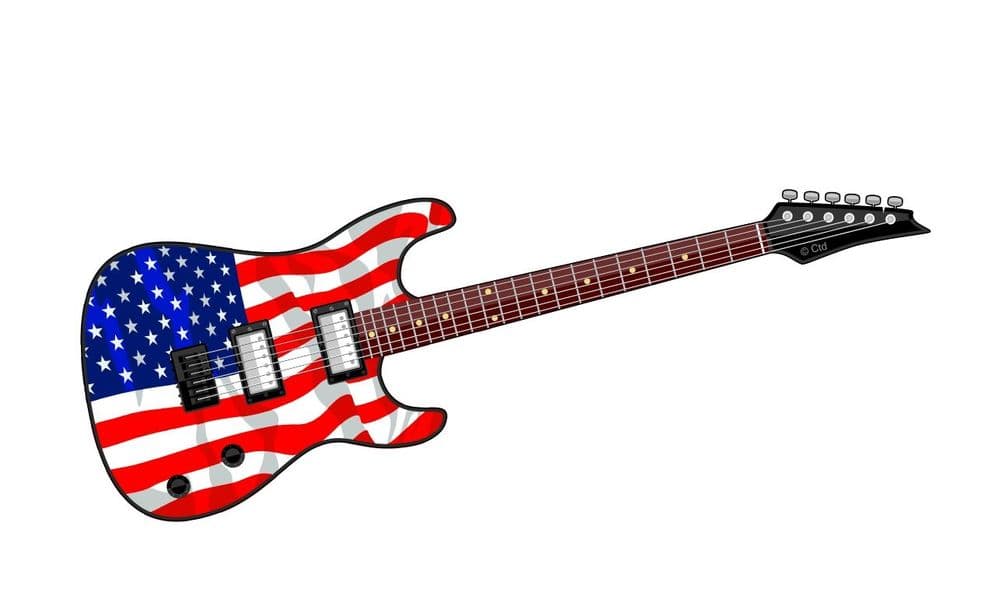 Electric Guitar Design With Usa American Flag Motif External Vinyl Car 