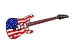 Electric Guitar Design With USA American Flag Motif External Vinyl Car Sticker 150x50mm