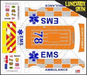 EMS Ambulance Emergency themed vinyl SKIN Kit & Stickers To Fit Tamiya Lunchbox R/C Monster Truck