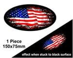 Fade To Black OVAL Design & American Stars & Stripes US USA Flag Vinyl Car sticker decal 150x75mm