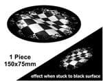 Fade To Black OVAL Design & Black & White Chequered Flag Vinyl Car sticker decal 150x75mm