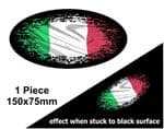 Fade To Black OVAL Design & Italy Italian il Tricolore Flag Vinyl Car sticker decal 150x75mm