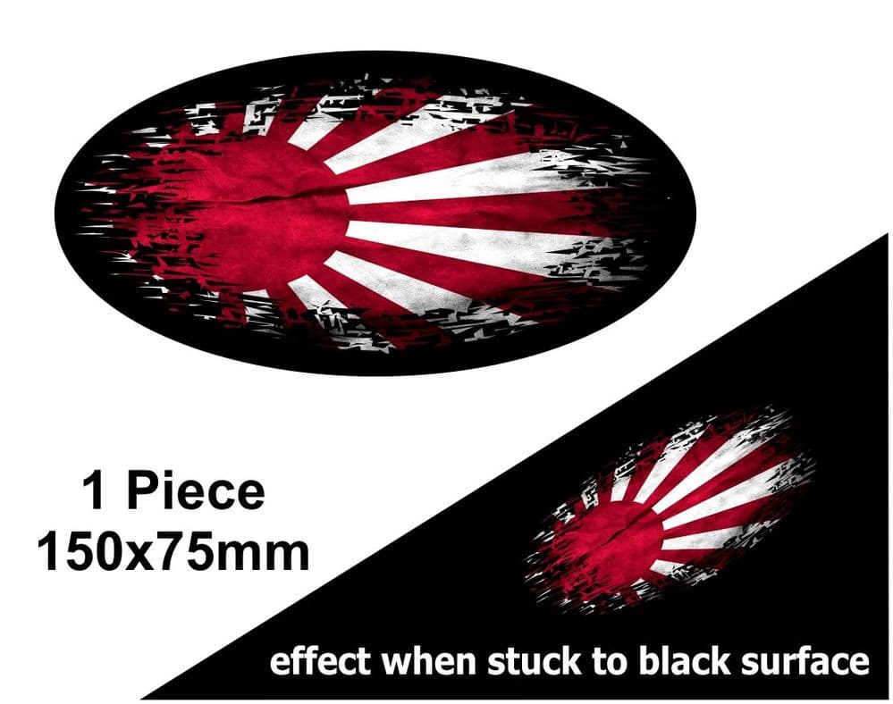 Fade To Black OVAL Design & Japanese Rising Sun Flag Vinyl Car sticker