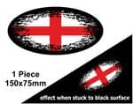 Fade To Black OVAL Design & St Georges Cross England Flag Vinyl Car sticker decal 150x75mm