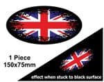Fade To Black OVAL Design & Union Jack British Flag Vinyl Car sticker decal 150x75mm