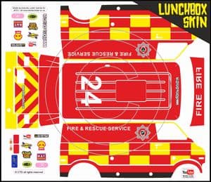 Fire Engine Emergency themed vinyl SKIN Kit & Stickers To Fit Tamiya Lunchbox R/C Monster Truck