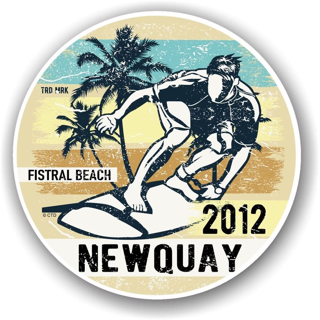 Fistral Beach 2012 Newquay Surfer Surfing Design Vinyl Car sticker ...