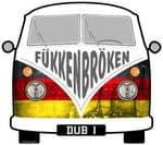 FUKKENBROKEN Funny Slogan For Retro SPLIT SCREEN VW Camper Van Bus Design External Vinyl Car Sticker 90x80mm