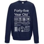 Funny 45 Year Old Package Care Label Instructions Motif 45th Birthday gift Men's Sweatshirt Jumper