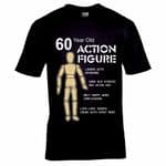 Funny 60 year Old Action Figure Toy Hero Motif Mens Birthday Gift Black T-shirt Top
