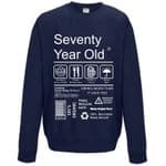 Funny 70 Year Old Package Care Label Instructions Motif 70th Birthday gift Men's Sweatshirt Jumper