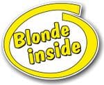Funny Blonde Inside Slogan With Retro Style Novelty Design Vinyl Car Sticker Decal 105x85mm