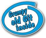Funny Grumpy Old Git Inside Slogan With Retro Style Novelty Design Vinyl Car Sticker Decal 105x85mm