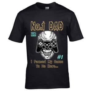 Funny Number 1 Dad I Paused my Game to be Here Motif Gamer Fathers Day gift men's t-shirt top