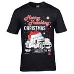 Funny Premium Retro Christmas Santa Hat Merry Trucking Christmas Lorry Driver Mens Xmas T-shirt Top