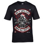 Funny Premium Retro Christmas Santa Hat Sons of Santa Claus Retro Biker Skull Mens Xmas T-shirt Top