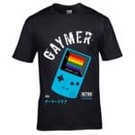 Funny Retro Gaymer LGBT Gamer Gaming Game Gay Boy Motif LGBTQIA Gay Pride Rainbow Flag T-shirt