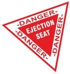 Funny WARNING EJECTION SEAT Triangular Design External Vinyl Car Sticker Decal 115x103mm