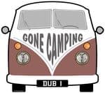 GONE CAMPING Slogan For Retro SPLIT SCREEN VW Camper Van Bus Design External Vinyl Car Sticker 90x80mm