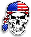 GOTHIC BIKER Pirate SKULL HEAD BANDANA American Stars & Stripes US Flag Vinyl Car Sticker 100x121mm