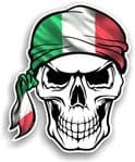 GOTHIC BIKER Pirate SKULL HEAD BANDANA Italy Italian il Tricolore Flag Vinyl Car Sticker 100x121mm