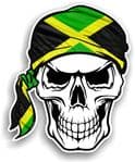 GOTHIC BIKER Pirate SKULL HEAD BANDANA Jamaica Jamaican Country Flag Vinyl Car Sticker 100x121mm