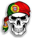 GOTHIC BIKER Pirate SKULL HEAD BANDANA Portugal Portuguese Country Flag Vinyl Car Sticker 100x121mm