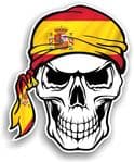 GOTHIC BIKER Pirate SKULL HEAD BANDANA  & Spain Spanish Country Flag Vinyl Car Sticker 100x121mm