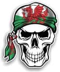 GOTHIC BIKER Pirate SKULL HEAD BANDANA Welsh Wales CYMRU Flag Vinyl Car Sticker 100x121mm